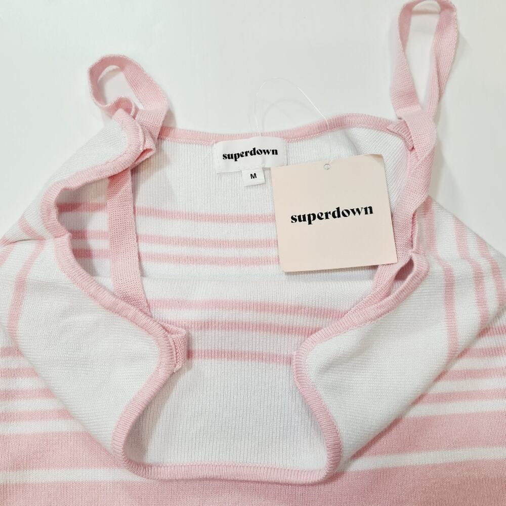 Superdown Susie Striped Knit Dress in Pink & White - Picture 6 of 12